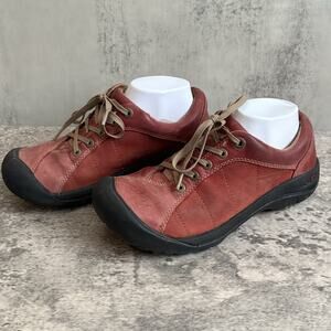 Keen Women's Rust Red Leather Lace-Up Athletic Shoes
